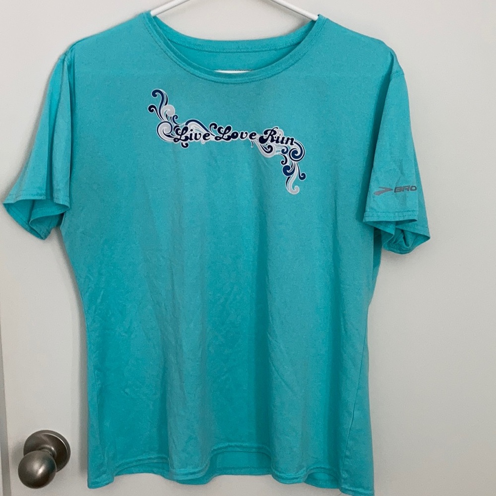 Brooks running shirt.